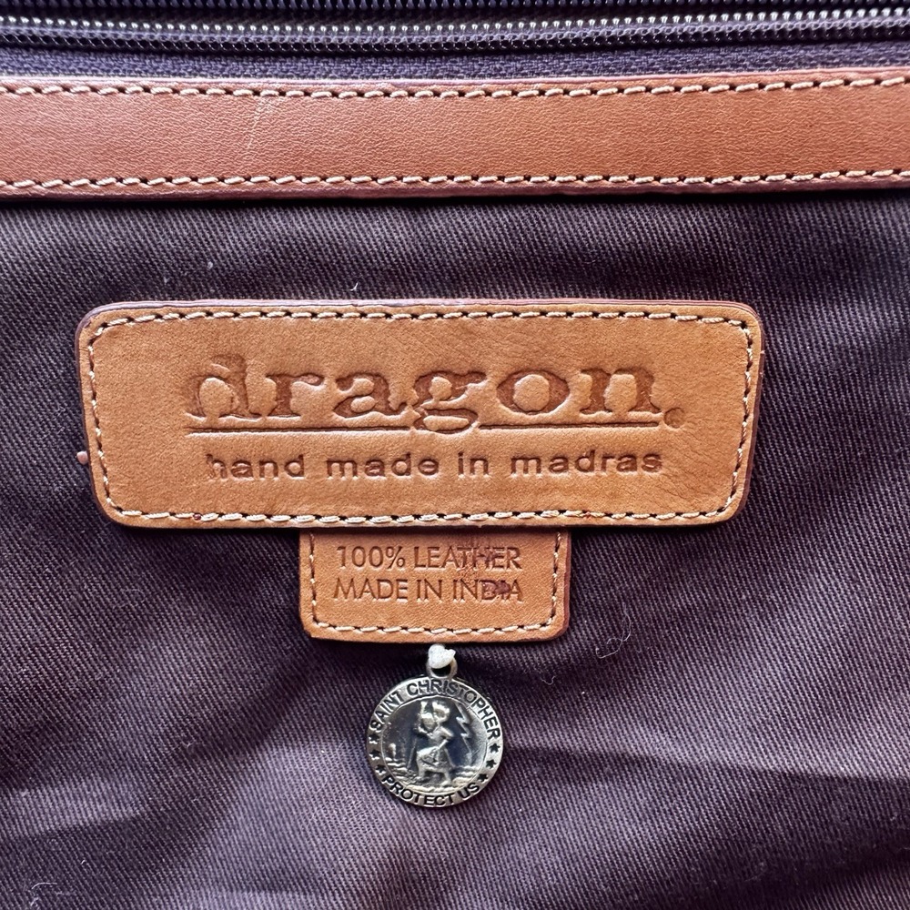 Dragon Diffusion Artisan Crafted Hand Woven Brown Leather Carryall Tote Purse - Picture 12 of 16